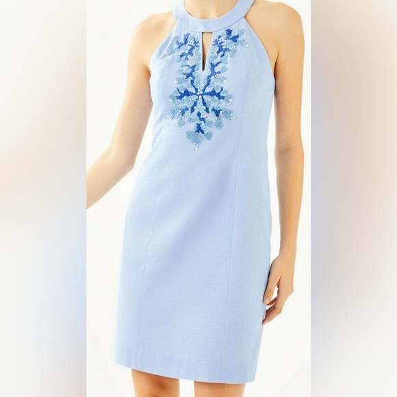 Lilly Pulitzer Dresses & Skirts - Lilly Pulitzer Jena Stretch Shift Periwinkle Blue Corals beaded embroidery